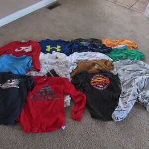 Lot of 16 Boy's Youth Large T-Shirts Champion, Adidas, UA, Hurley *Barely Worn*